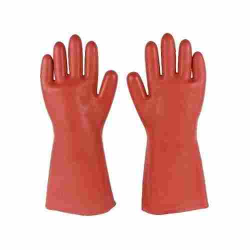 Plain Red Environmental Friendly Pollution Free Comfortable To Wear Washable Electrical Safety Gloves 