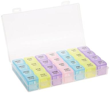 Long Durable Strong And Heavy Duty Plastic 7 Days Pill Storage Medicine Box Color Code: Multicolor