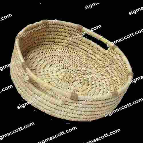 For Decoration Brown Natural Handicraft Item Sabai Tray, Size 10 Inch Dimension 2 Inch