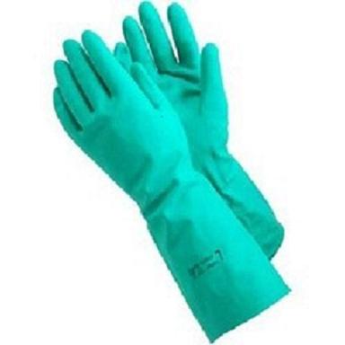Plain Rubber Oil And Petrochemical Combatable Industry Green Acrylic Nitrile Gloves