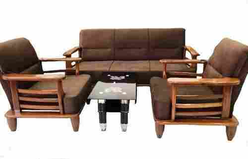 High Quality Cushion Waterproof Polished Brown 5 Seater Wooden Sofa Set 