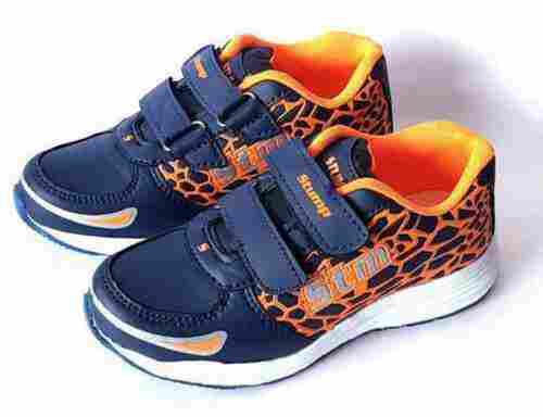 Kids Light Weight Comfortable And Breathable Slip Resistant Orange Blue Sports Shoes