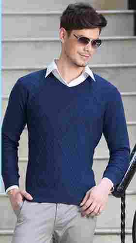 Softness Regular-Fit Full Sleeves V-Neck Trendy Men'S Blue Sweaters