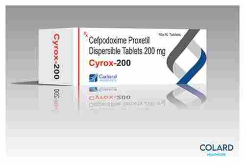 Cyrox-200 Cefpodoxime Proxetil Dispersible Antibiotic Tablet IP, 10x10 Box Pack