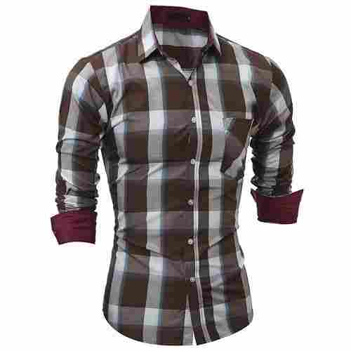 Men Full Sleeves Light Weight And Breathable Regular Fit Soft Cotton Check Shirt