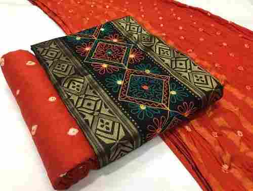 Comfortable Skin Friendly Printed Soft Cotton Bandhani Ladies Suits With Dupatta
