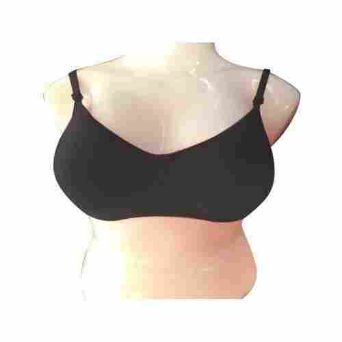 Daily Wear And Skin Friendly Cotton Plain Black Padded Bra For Ladies