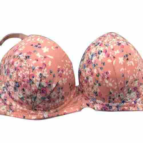 Party Wear Designer Printed And Skin Friendly Pink Padded Bra For Ladies