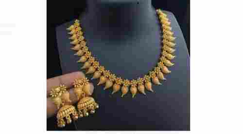 Elegant Look And Traditional Design 22 K Gold Necklace Set With 2 Earring, Weight 26 Grams 