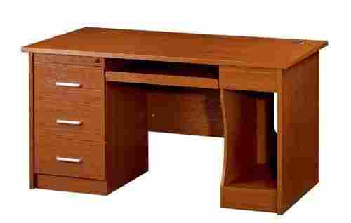 Rectangular Fancy Brown Wooden Office Computer Table With Three Drawers