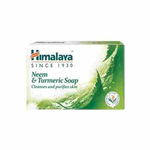 Natural Pure Green Neem And Turmeric Purifies Skin Rectangle Shape Himalaya Soap 
