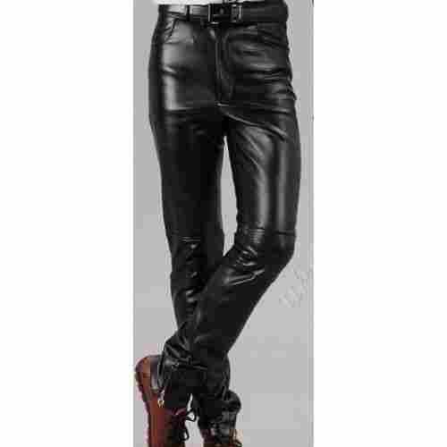 Casual Wear Comfortable Breathable And Skin Friendly Plain Black Leather Pants For Men