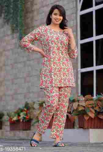 Printed Soft Cotton Night Suits/Night Dress For Women/Girl, Full Sleeve