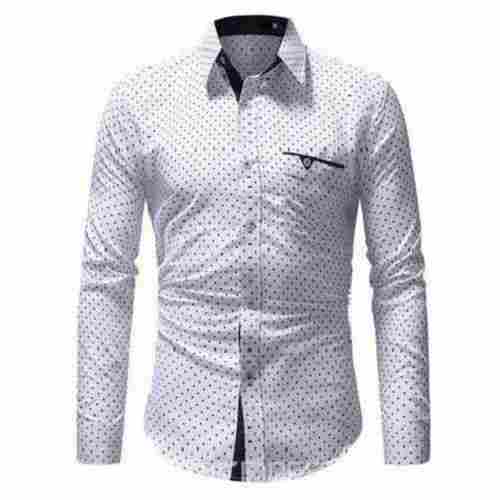White Printed Full Sleeve Casual Wear Breathable Shirt For Men