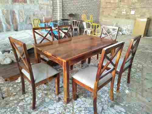 Termite Resistance Stylish Beautiful Design Rectangular Six Seater Wooden Dining Table Set