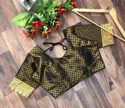 Ladies Comfortable And Breathable Silk Golden Designer Banarasi Blouse