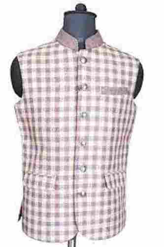 Modern And Trendy Mens Check Pattern Khadi Jacket For Casual And Formal Wear