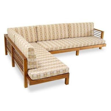 Machine Made Brown Color Termite Resistance Comfortable Furnitures Modern L Shape Wooden Sofa
