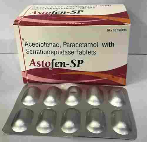 Aceclofenac Paracetamol And Serratiopeptidase Tablets, 10x10 Tablets Pack