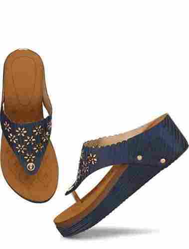 Ladies Soft And Comfortable Stylish Blue And Brown Fancy Sandals