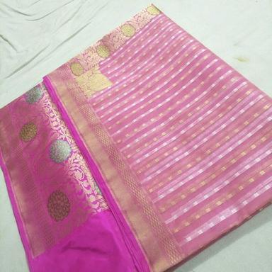 Cotton  Pink Color Srees 6.5 M With Blouse Piece Festive Wear Handloom Kora Silk Sarees 