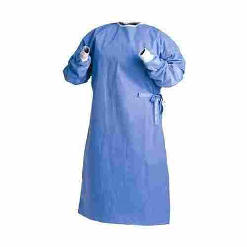 Blue Round Neck Full Sleeve Polyester Fabric Disposable Surgical Gown 