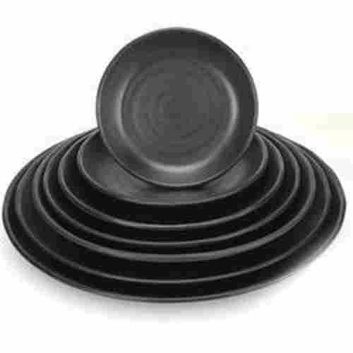 Strong Light Weight And Microwave Safe Plain Black Melamine Round Plate