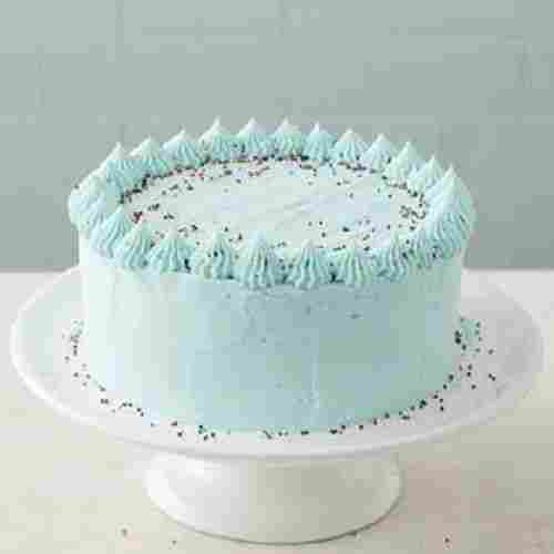 Delicious Hygienically Prepared Tasty Mouth Watering Round Sky Blue Sweet Cake 