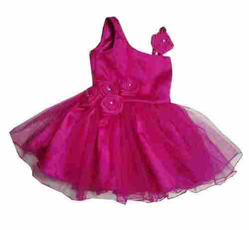 Designer Wear Soft Comfortable Breathable And Stylish Colorful Design And Naturally Attracted Pink Frock For Baby 