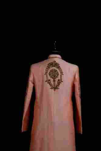 Pink Embroidered Pattern Full Sleeves Designer Sherwani For Weddings
