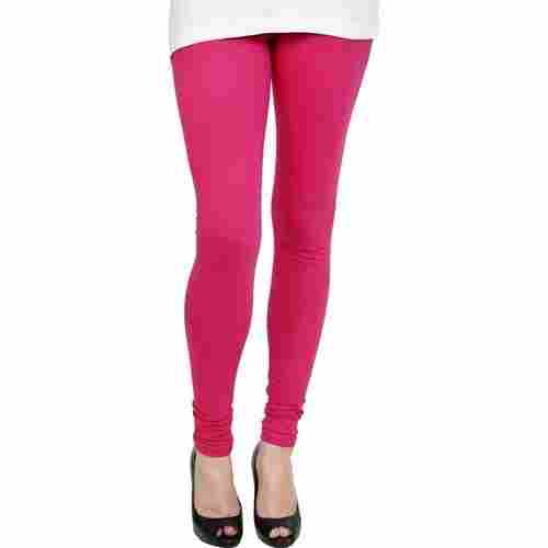 Casual Wear Skin Friendly Stretchable Plain Pink Breathable Cotton Legging For Ladies