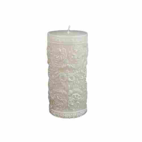 Attractive Simple Shower Beautiful White Round Carving Pillar Candle 