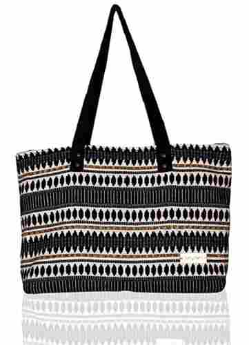 Printed Black And Whiteeco Friendly With Patch Handle Fabric Bag