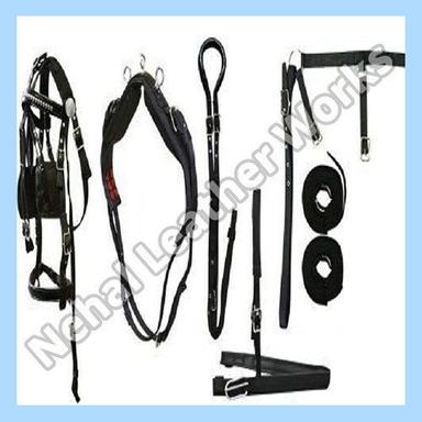 Leather Black Color Horse Harness Set With Soft And Smooth Texture