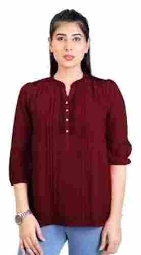 Relaxed And Comfortable Look Georgette Plain Maroon Casual Ladies Top 