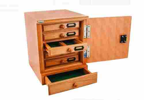 Brown Handmade Polished Finished Solid Wood 5 Drawer Slide Cabinet