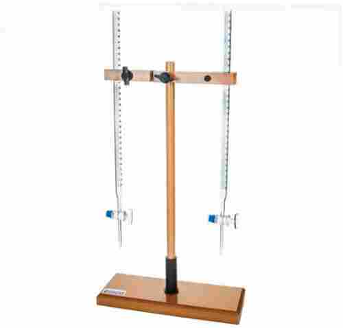 For Chemistry Lab Brown Color Rods Size 480 X 16 Mm Wooden Double Burette Stand