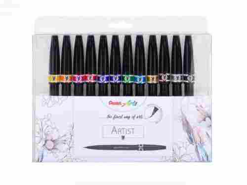 12 Color Set Of Pentel Artist Micro Watercolor Brush Tip Sign Pens 
