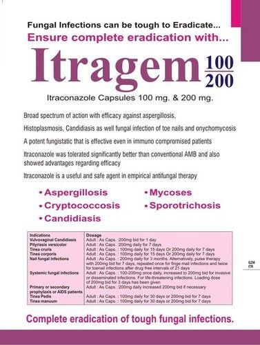Itragem 100/200 Itraconazole Capsule Grade: Medicine Grade