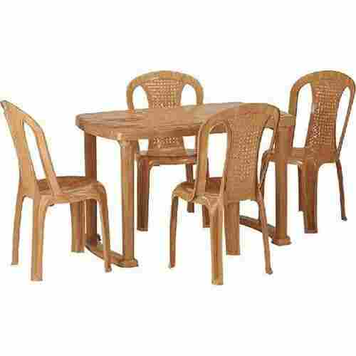 Rectangular Lightweight And Durable Brown Plastic Dining Table Set