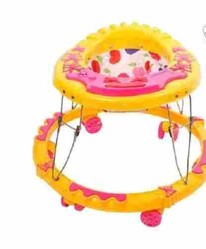 Light Weight Long Durable Plastic Movable Yellow And Pink Baby Walkers 