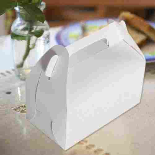 Elegant Look White Eco Friendly Kraft Paper Cake Packaging Box With Handle 