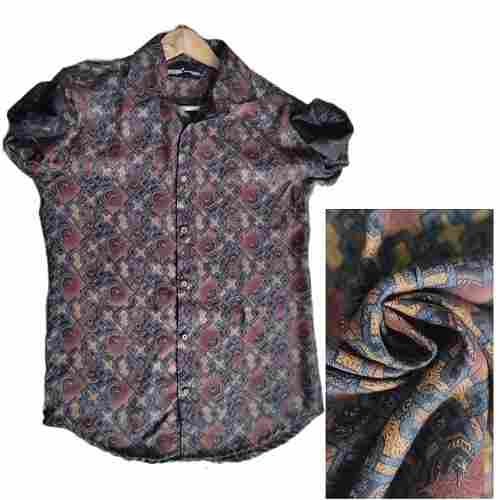 Comfortable And Breathable Half Sleeves Printed Cotton Collared Mens Shirt 