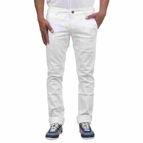 Stretchable And Slim Fit Skinny Classic And Basic Plain White Men'S Jeans 