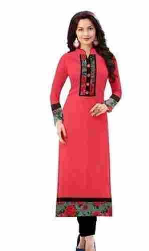 Women Comfortable Full Sleeves Light Weight And Breathable Cotton Printed Straight Kurti 