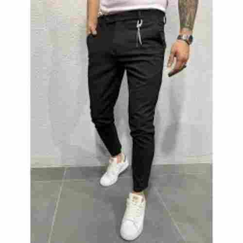 Breathable And Comfortable Breathable Black Polyester Casual Wear Plain Mens Lower