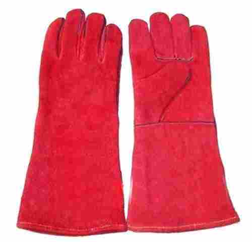Heat Resistant Skin Friendly And Flexible Plain Red Leather Safety Hand Gloves