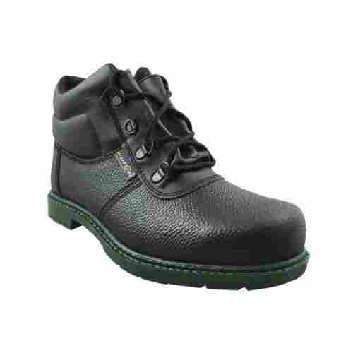 Mens High Ankle Safety Black Shoes For Industrial Use