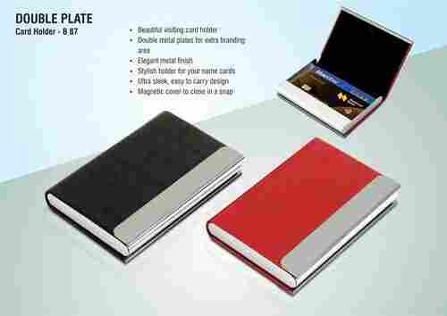 B87 a   Elegant Metal Finish Double Plate Card Holder