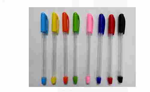 Transparent Plastic Body Length 6 Inch Tip 0.5 Mm Blue Ink Ball Pen Pack Of 8 Pcs